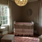 Deep Grey Nursery Transitional Deep Grey Painted Baby Nursery Interior With White Crib Bedding For Girls With Pink Splash On Rug Kids Room Charming Crib Bedding For Girls With Girlish Atmosphere