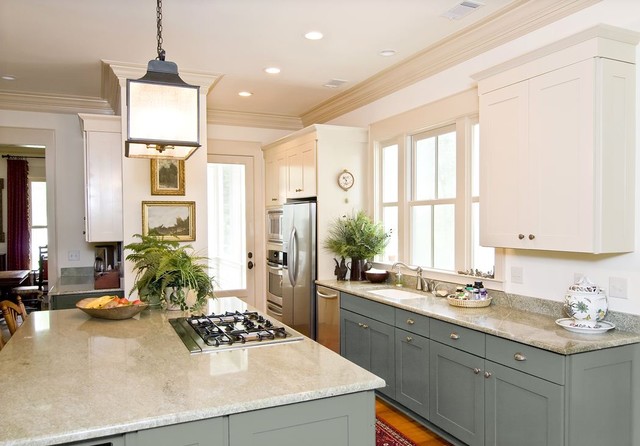 Kitchen With Grey Transitional Kitchen With White And Grey Kitchen Cupboards Paint Applied Granite Countertop And Cube Pendant Lamp Kitchens  Fantastic Kitchen Cupboards Paint Ideas With Chic Cupboards Arrangements