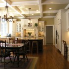 Kitchen Layout Chandelier Vintage Kitchen Layout With Classic Chandelier Above Kitchen Island And Dining Set Vintage White Kitchen Cabinet Wood Floor Artistic Painting Kitchens Simple How To Design A Kitchen Layout With Some Lovely Concepts