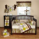 Styled Modern Involving Vintage Styled Modern Crib Bedding Involving Dark Brown Crib With Splash Of Green Yellow And Cream On Linen Kids Room Inspirational Modern Crib Bedding With Lovely Color Combination