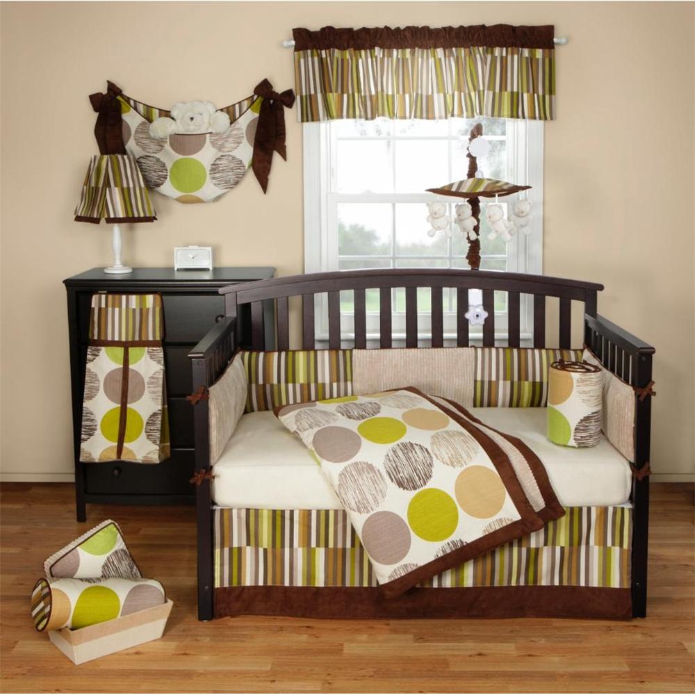 Styled Modern Involving Vintage Styled Modern Crib Bedding Involving Dark Brown Crib With Splash Of Green Yellow And Cream On Linen Furniture Inspirational Modern Crib Bedding With Lovely Color Combination