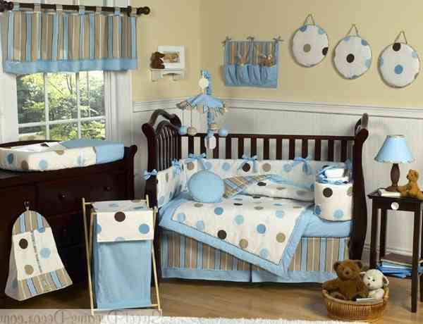 Dark Brown Bedding Warm Dark Brown Painted Crib Bedding For Boys Coupled With Diaper Dresser Nightstand And Blue Bedspread Bedroom Elegant Crib Bedding For Boys With Stylish Decoration
