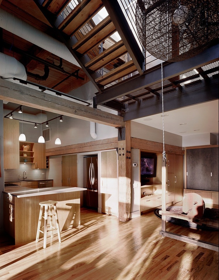 View Kitchen West Warm View Kitchen Room In West Loop Aerie Scrafano Architects That Woods Materials Gave Nice The Interior Area Dream Homes Small Home Design With Splendid Wood Pillars And Steel Construction