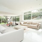 Living Room Furnished Wide Living Room Space Well Furnished With White And Ivory Sectional Sofa Set In Sleek White Contemporary Villa In Madrid Apartments Sophisticated Scandinavian Living Rooms As Inspirational Design For You