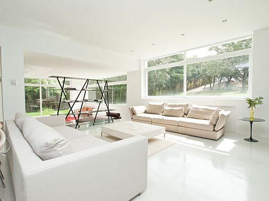 Living Room Furnished Wide Living Room Space Well Furnished With White And Ivory Sectional Sofa Set In Sleek White Contemporary Villa In Madrid  Sophisticated Scandinavian Living Rooms As Inspirational Design For You