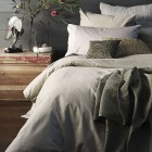 Bedroom Design Comfy Wonderful Bedroom Design Of Unique Aura Comfy Bed Linen Bedroom With Soft Brown Wooden Desk And Dark Grey Colored Wooden Wall Bedroom Beautiful Bed Linens From The Adorable Aura Bedroom Themes (+18 New Images)