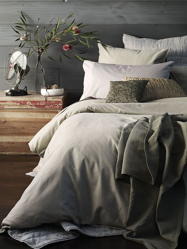 Bedroom Design Comfy Wonderful Bedroom Design Of Unique Aura Comfy Bed Linen Bedroom With Soft Brown Wooden Desk And Dark Grey Colored Wooden Wall  Beautiful Bed Linens From The Adorable Aura Bedroom Themes