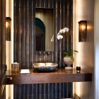Contemporary Powder Interior Wonderful Contemporary Powder Room Design Interior With Small Bamboo Wall Panels Decoration In Minimalist Space For Inspiration House Decoration Attractive Bamboo Wall Panels As Eco Friendly Decoration (+12 New Images)