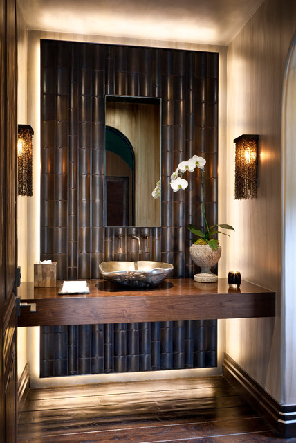 Contemporary Powder Interior Wonderful Contemporary Powder Room Design Interior With Small Bamboo Wall Panels Decoration In Minimalist Space For Inspiration House Architecture Attractive Bamboo Wall Panels As Eco Friendly Decoration