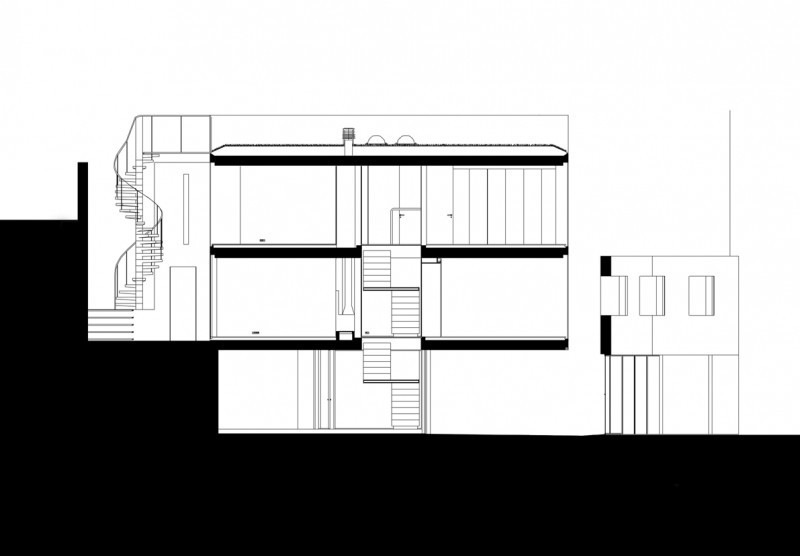 Section Plan In Wonderful Section Plan Design Ideas In The Outeiro House Showing Staircase Design Can Inspiring Our Decor Dream Homes  Comfortable And Elegant House In Brown And White Color Schemes