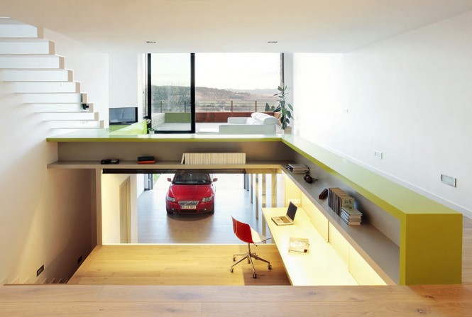 Step Apt Garage Wonderful Step Apt Office And Garage Design Interior Decorated With Modern Furniture Decoration With Unique Shelving Ideas  Fascinating Home With Modern Garage Plans For Urban People Living Space