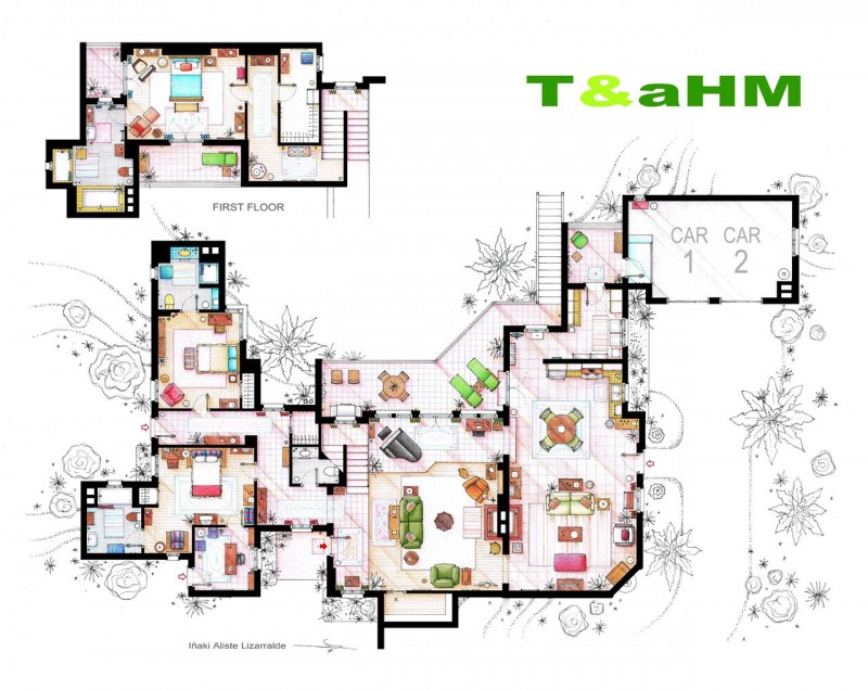 Tv Home Of Wonderful TV Home Floor Plans Of T AHM Residence Installed In Family Rooms Involved Green Colored Sofa And Modular Table  Imaginative Floor Plans Of Television Serial Movie House