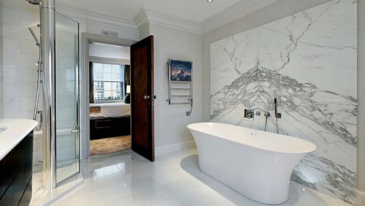 Wall Art Ceramic Abstract Wall Art Of White Ceramic Wall In White Contemporary Bathroom Of Contemporary Wilton Place Townhouse Interior Design Classic Contemporary Townhouse With Blend Interior Design Style