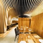Bnq Cp With Adorable BNQ CP Restaurant Interior With Complete Dining Room Table Sets Beautified With Textured Cove Room Restaurant Wonderful Modern Restaurant With Wooden Decoration Themes