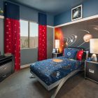 Light Grey Red Adorable Light Grey Mixed With Red And Navy Represent Cool Room Designs For Guys With Outer Space Theme Interior Design Enchanting Cool Room Designs For Guys Of Small Studio House