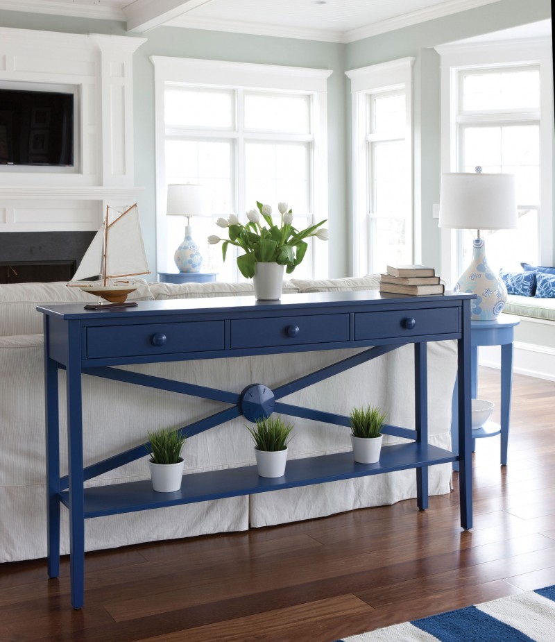 Navy Blue With Amusing Navy Blue Cabinets Beautified With White Pot And Decorative Stool In Seaside Cottages Maine With White Painting Hotels & Resorts  Fabulous Modern Seaside Cottage With Elegant Colorful Interiors