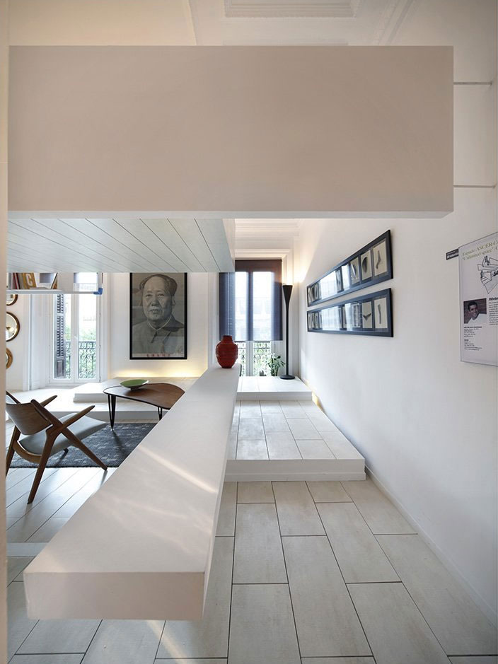 Details In House Appealing Details In The Ceramic House Madrid Spain With White Wooden Floor And White Wall Near Glass Windows Interior Design Elegant Ceramic Interior Design With Beautiful Dining And Kitchen Partition