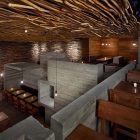 Gray Stone Rooms Appealing Gray Stone Separated Every Rooms Inside Pio Pio Restaurant By Sebastian Marsical Studio Involved Wood Chairs And Table Restaurant Stunning Wood Restaurant With Minimalist Decoration Approach