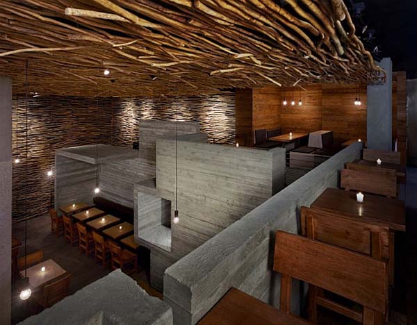 Gray Stone Rooms Appealing Gray Stone Separated Every Rooms Inside Pio Pio Restaurant By Sebastian Marsical Studio Involved Wood Chairs And Table Restaurant Stunning Wood Restaurant With Minimalist Decoration Approach