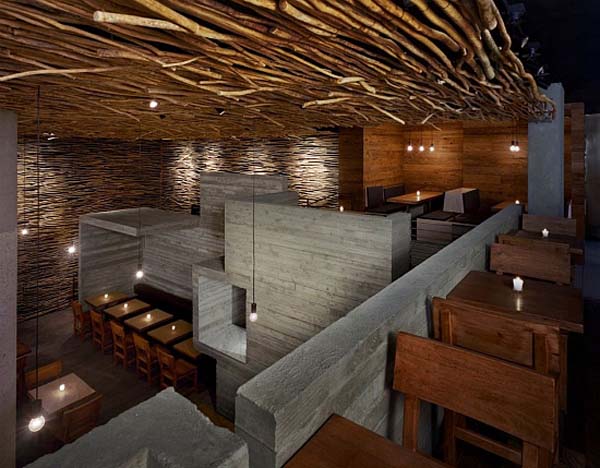 Gray Stone Rooms Appealing Gray Stone Separated Every Rooms Inside Pio Pio Restaurant By Sebastian Marsical Studio Involved Wood Chairs And Table Restaurant  Stunning Wood Restaurant With Minimalist Decoration Approach