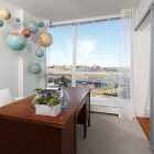 Home Office Wooden Appealing Home Office Design With Wooden Desk And Globe Pendant Lamps In Botanist Suite I3 Design Group Interior Design Elegant Botanical Interior Decoration Within Contemporary Modern Apartment