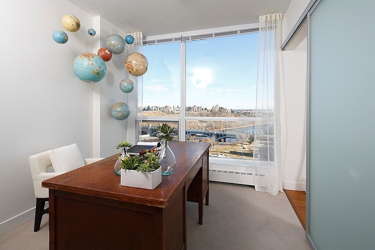 Home Office Wooden Appealing Home Office Design With Wooden Desk And Globe Pendant Lamps In Botanist Suite I3 Design Group Interior Design Elegant Botanical Interior Decoration Within Contemporary Modern Apartment