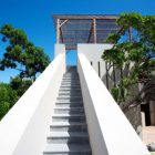Outdoor Staircase Concrete Appealing Outdoor Staircase With Grey Concrete Footings And White Balustrade To Villas Suluwilo By Studio COA Upper Terrace Decoration Wonderful Modern Villa With Gorgeous Inner Courtyards And Open Living Space