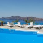 Pool Area Hotels Appealing Pool Area At Katikies Hotels In Oia With View Of Ocean Decorated With Upholstered Loungers And Planters Interior Design Classy And Elegant White Home With Breathtaking Panoramic Sea Views