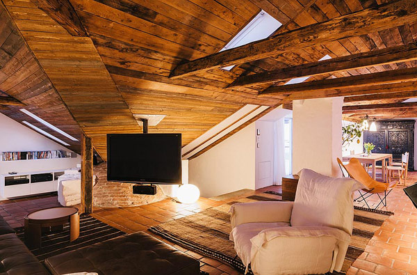 Tv Room Scandinavian Appealing TV Room In The Scandinavian Apartment Stockholm With White Sofa And Dark Sectional Sofa Under Wooden Ceiling Interior Design  Excellent Cozy Interior Using Wooden Construction Domination