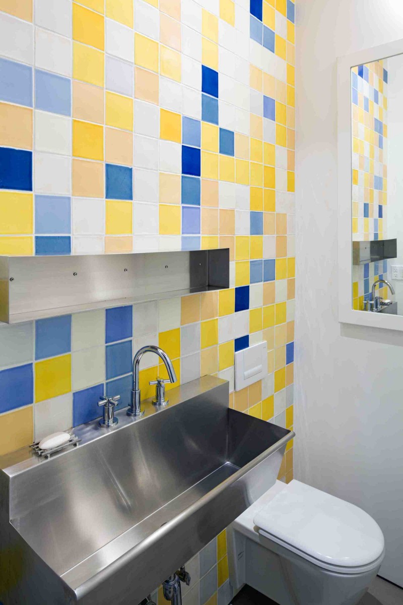 Tile Wall Brooklyn Appealing Tile Wall In The Brooklyn Studio Bathroom With Glossy Sink And Wide Mirror On White Wall Interior Design Enchanting Home Ideas With Dual Interior Design Full Of Personality