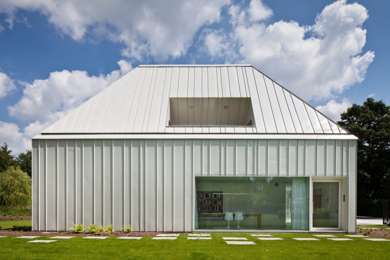 Back Space House Attractive Back Space Of The House VMVK With White Wall And Wide Glass Walls Near Green Grass Yard Dream Homes  Chic Modern Belgian House With Elegant Interior Designs