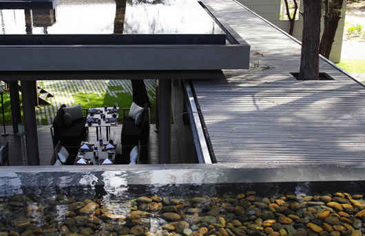 Roof Decoration Restaurant Attractive Roof Decoration On SALA Restaurant In Phuket With Pond And Pebbles Above The Modern Room Furniture Restaurant Lavish Restaurant Design With Spacious Indoor-Outdoor Interplay