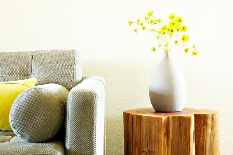 Living Room With Awesome Living Room Interior Design With Grey Soft Sofa And Yellow Colored Flowers Placed In White Clay Pot Dream Homes  Warm And Elegant Scandinavian Interior Design For Your Modern Home