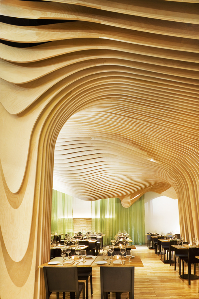 Cream Themed Restaurant Beautiful Cream Themed BNQ CP Restaurant Interior Displaying Light Green Accent On Floor Length Window Dressing Restaurant Wonderful Modern Restaurant With Wooden Decoration Themes