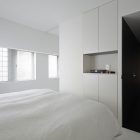 Room 407 Storage Clever Room 407 Master Bedroom Storage Idea Involving Floor To Ceiling Cabinets And Wardrobe With Open Shelving Interior Design Elegant Monochrome Interior Idea For Classy Home Design
