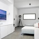 Throw Pillows White Colorful Throw Pillows On The White Sectional Sofa In Villa By The Sea TV Room On Grey Floor Dream Homes Beautiful And Contemporary Spanish Villa With Open Living Room
