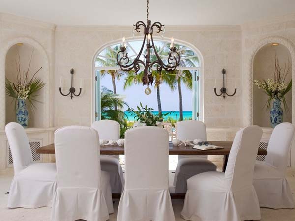 The Coral Grace Comfortable The Coral House On Grace Bay Formal Dining Room Idea Brightened By Antique Chandelier Above Table Architecture  Luminous Private Beach House With Stylish And Chic Exotic Interiors