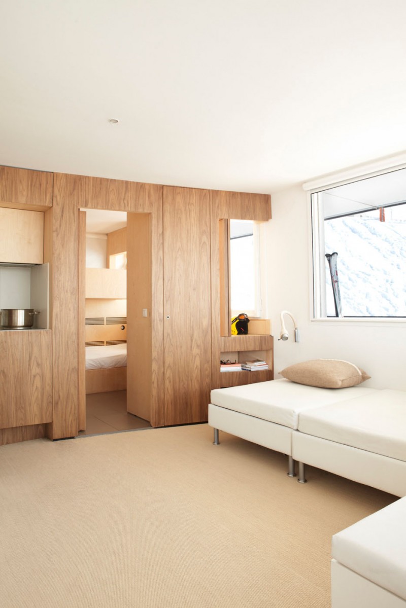 White Bench Cabin Cozy White Bench In The Cabin House With Wooden Wall And White Ceiling Above Brown Floor Interior Design  Stylish And Contemporary Cabin Interior For Your Family