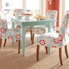 Blue Ocean Patterned Cute Blue Ocean Red Blossom Patterned Single Chairs With Blue Ocean Desk For Dining Room Of The Seaside Cottages Maine Hotels & Resorts Fabulous Modern Seaside Cottage With Elegant Colorful Interiors