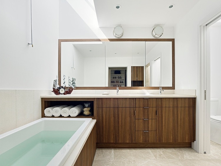 Manzanita Residence Master Elegant Manzanita Residence Yamamar Design Master Bath With Small Closet Reflected By Framed Mirror Dream Homes Stylish Modern House Decoration With Beautiful And Bright Interior Themes