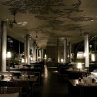 Sala Restaurant Decorated Elegant SALA Restaurant In Phuket Decorated With Large Floral Ceiling Ornaments And Modern Cutlery Above The Modern Chair Set Restaurant Lavish Restaurant Design With Spacious Indoor-Outdoor Interplay