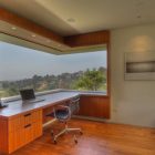 Panoramic Window Home Elevated Panoramic Window Gives This Home Office A Great View Of The Outdoors With Warm Wooden Furniture Element And Structure Office & Workspace Elegant And Modern Home Office Design For A Stylish Working Space