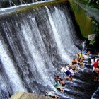 Villa Escudero Restaurant Excellent Villa Escudero Including Waterfall Restaurant In The River With Wooden Table And Bench Also Place To Enjoy The River Flows Restaurant Unique Villa Design Providing Stunning Unusual Experience