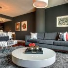Blacka Nd Spivey Exclusive Black And Grey Themed Spivey Designs Modern Residence Family Room Illuminated By Arch Floor Lamp Dream Homes Beautiful Contemporary Home Set To Make A Fusion Interior Style