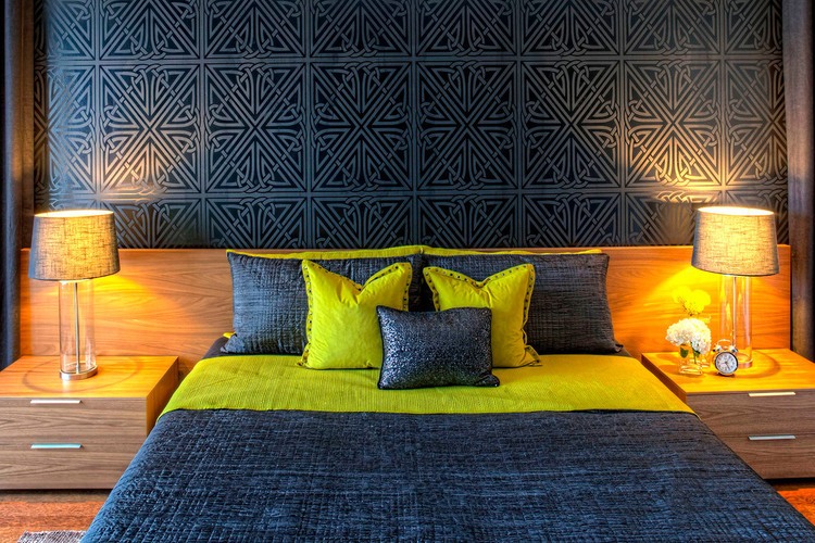 Catching Yellow Over Eye Catching Yellow Hues Spreading Over The Spivey Designs Modern Residence Bedroom Bedding And Nightstands Dream Homes  Beautiful Contemporary Home Set To Make A Fusion Interior Style