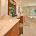 Bathroom In Makena Fabulous Bathroom In The Hale Makena Maui Residence With Long Wooden Vanity And Gorgeous Sinks Near White Tub Dream Homes Luxurious Modern Villa With Beautiful Swimming Pool For Your Family