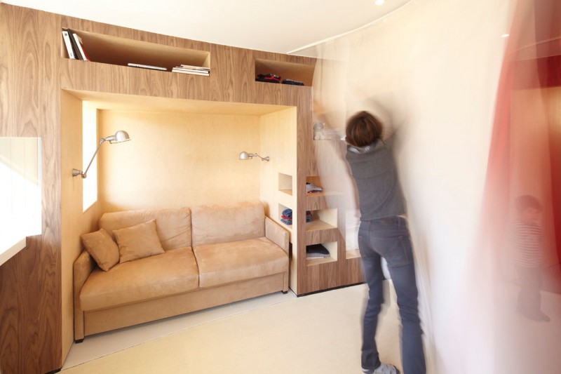 Bookshelves In House Fabulous Bookshelves In The Cabin House Kids Bedroom With Brown Sofa And Wooden Wall Under White Ceiling Interior Design  Stylish And Contemporary Cabin Interior For Your Family