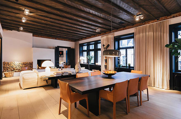 Dining Room Wooden Fabulous Dining Room With Long Wooden Table And Brown Chairs Under The Wooden Ceiling In Scandinavian Apartment Stockholm Interior Design Excellent Cozy Interior Using Wooden Construction Domination