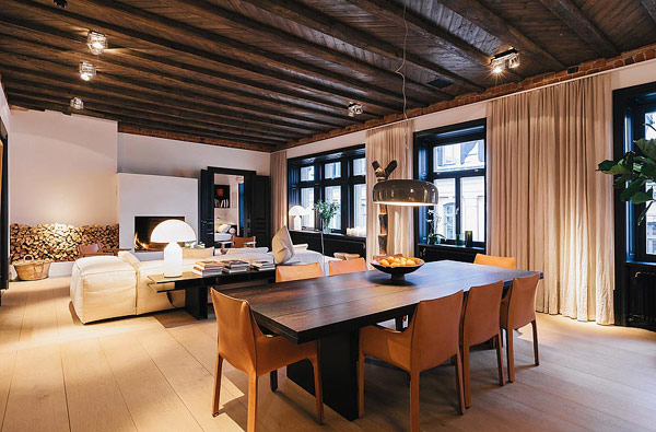 Dining Room Wooden Fabulous Dining Room With Long Wooden Table And Brown Chairs Under The Wooden Ceiling In Scandinavian Apartment Stockholm Interior Design  Excellent Cozy Interior Using Wooden Construction Domination