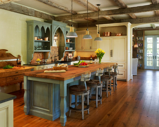 Traditional Kitchen Rustic Fabulous Traditional Kitchen Wooden Countertop Rustic French Villa Dream Homes  An Elegant And Comfortable Villa Design For Big Family